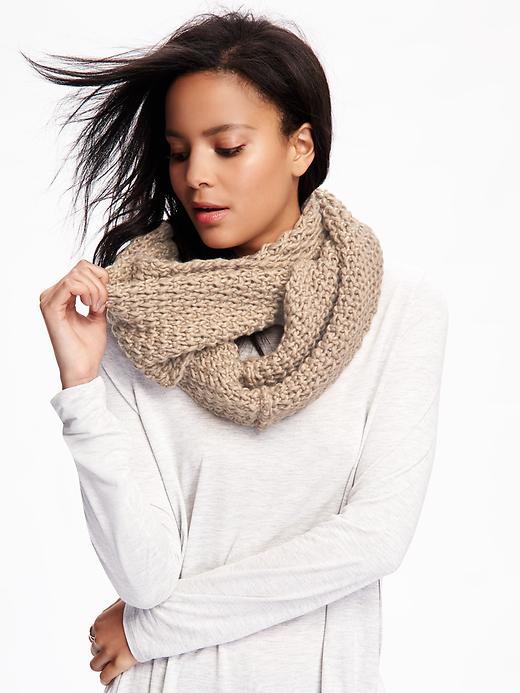 View large product image 2 of 2. Honeycomb-Stitch Infinity Scarf for Women