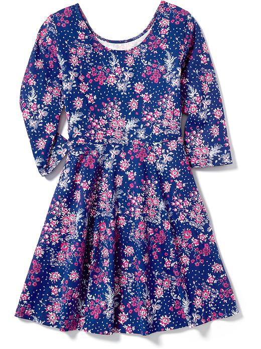 View large product image 2 of 2. Printed Fit & Flare Dress for Girls