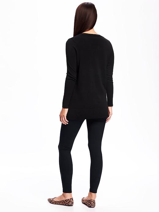 Image number 2 showing, Relaxed V-Neck Tunic Sweater for Women