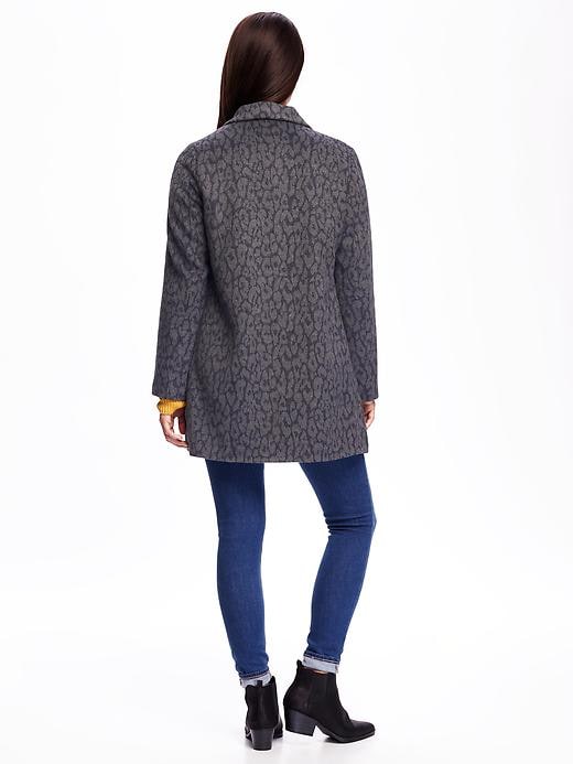 Image number 2 showing, Animal-Patterned Wool-Blend Coat for Women