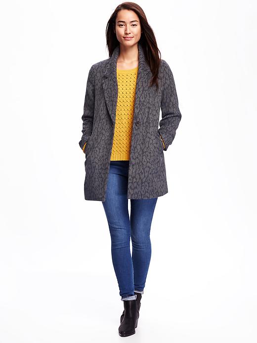 Image number 3 showing, Animal-Patterned Wool-Blend Coat for Women