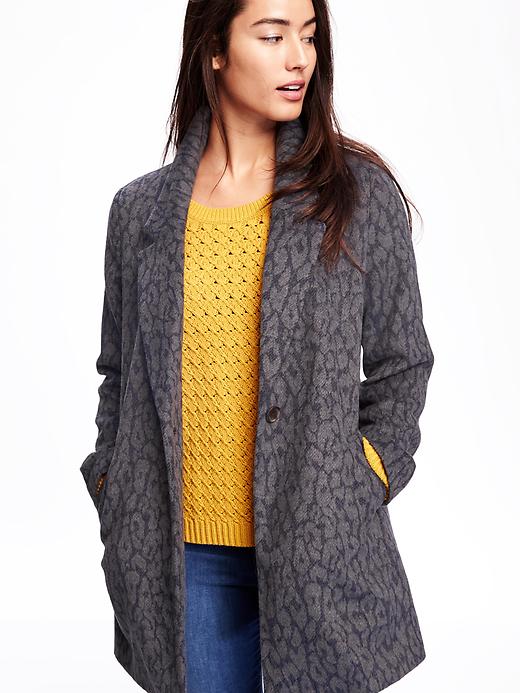 Image number 4 showing, Animal-Patterned Wool-Blend Coat for Women