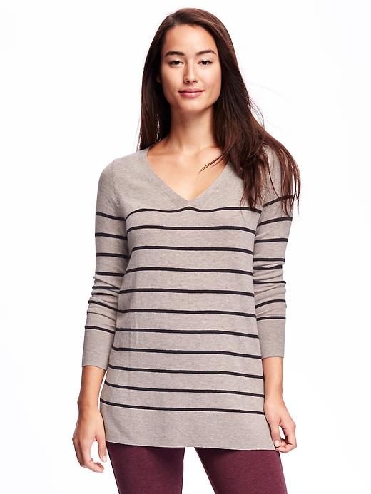 View large product image 1 of 1. Relaxed V-Neck Tunic Sweater for Women