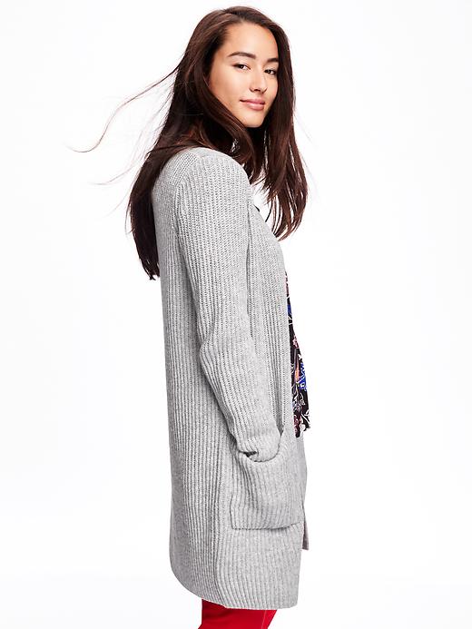 Image number 4 showing, Relaxed Open-Front Shaker-Stitch Cardi for Women