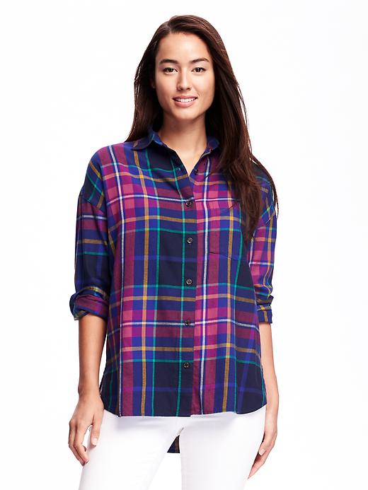View large product image 1 of 1. Plaid Boyfriend Flannel Shirt for Women