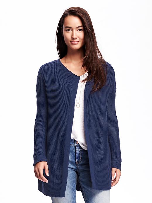 View large product image 1 of 1. Relaxed Open-Front Textured Cardi for Women