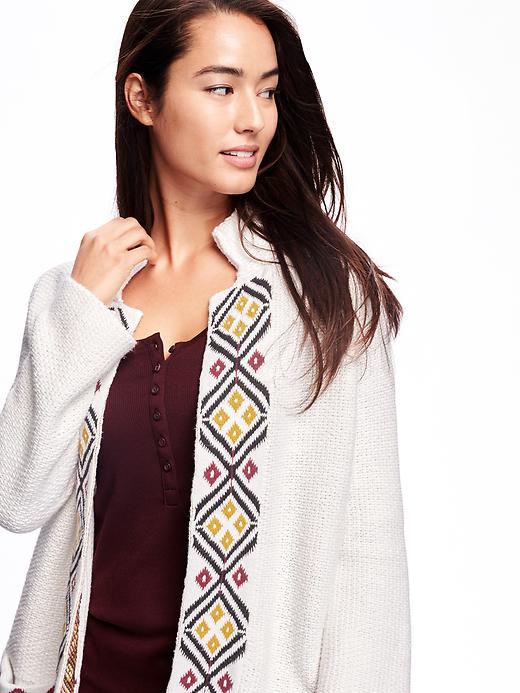 Image number 4 showing, Jacquard Open-Front Cardi-Coat for Women