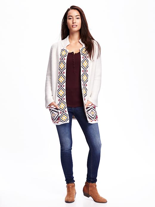 Image number 3 showing, Jacquard Open-Front Cardi-Coat for Women