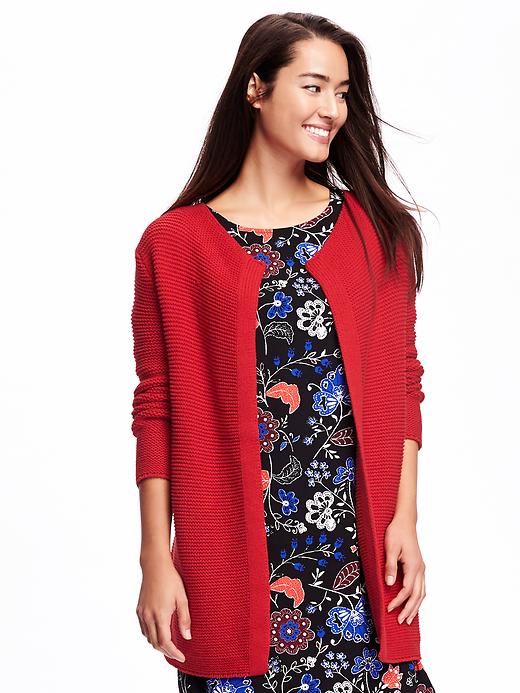 Image number 1 showing, Relaxed Open-Front Textured Cardi for Women