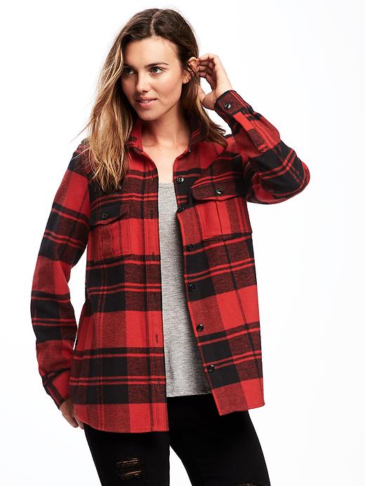 Image number 1 showing, Classic Flannel Shirt Jacket for Women