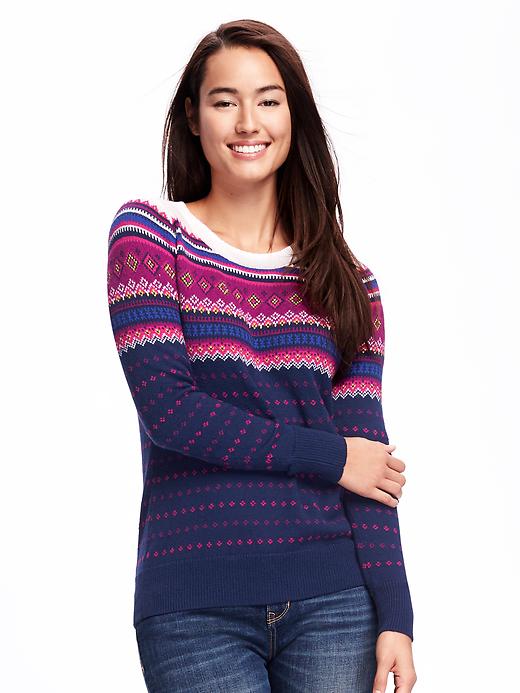Image number 1 showing, Fair Isle Crew-Neck Pullover for Women