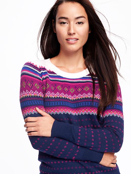 Image number 4 showing, Fair Isle Crew-Neck Pullover for Women