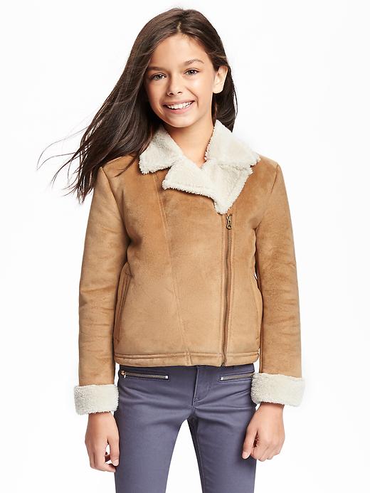 View large product image 1 of 3. Faux-Shearling Moto Jacket for Girls