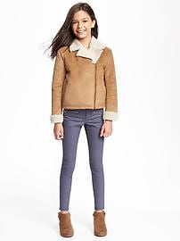 View large product image 3 of 3. Faux-Shearling Moto Jacket for Girls