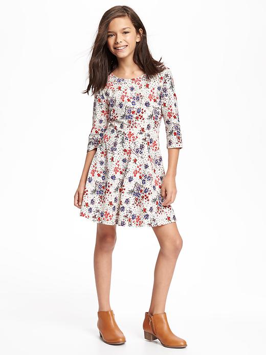 View large product image 1 of 1. Printed Fit & Flare Dress for Girls