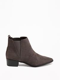 View large product image 3 of 3. Sueded Pointy-Toe Ankle Boots for Women