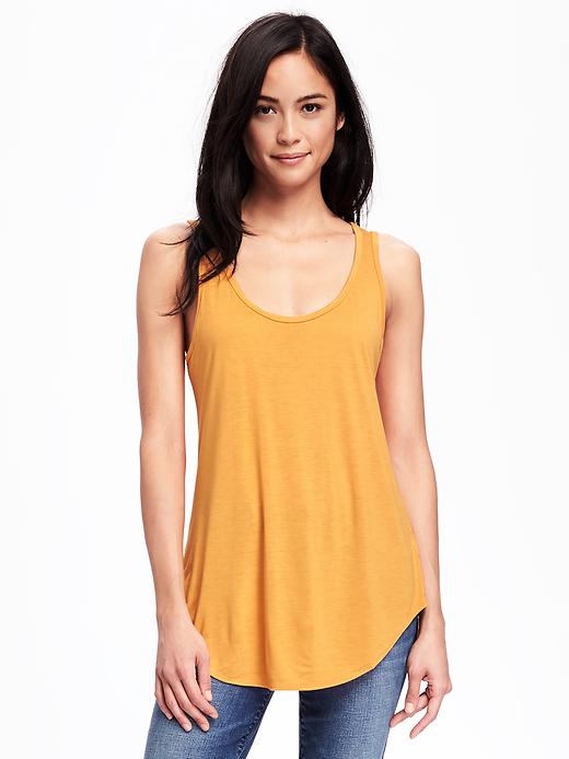 View large product image 1 of 1. Relaxed Curved-Hem Scoop-Neck Tank for Women