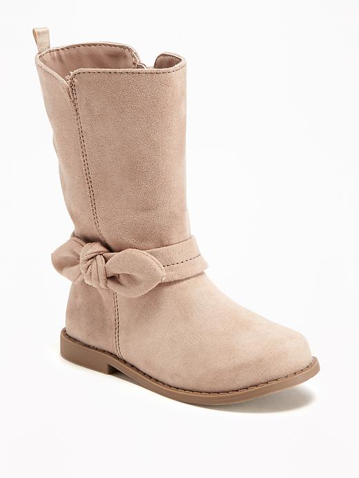 View large product image 1 of 4. Sueded Bow-Tie Boots For Toddler Girls