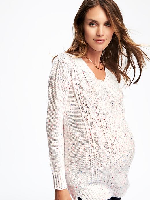 Image number 4 showing, Maternity Classic Cable-Knit Pullover