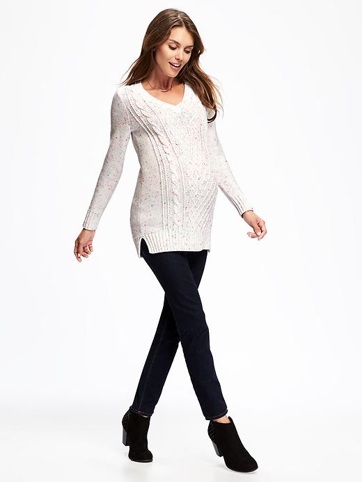 Image number 3 showing, Maternity Classic Cable-Knit Pullover