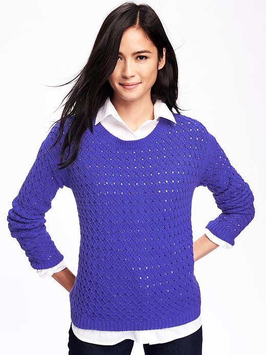 Image number 4 showing, Hi-Lo Honeycomb-Stitch Sweater for Women