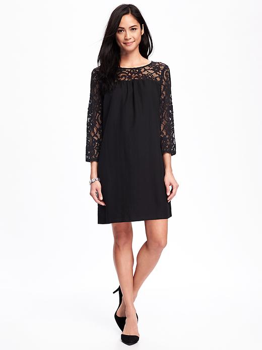 Image number 1 showing, Lace-Trim Shift Dress for Women