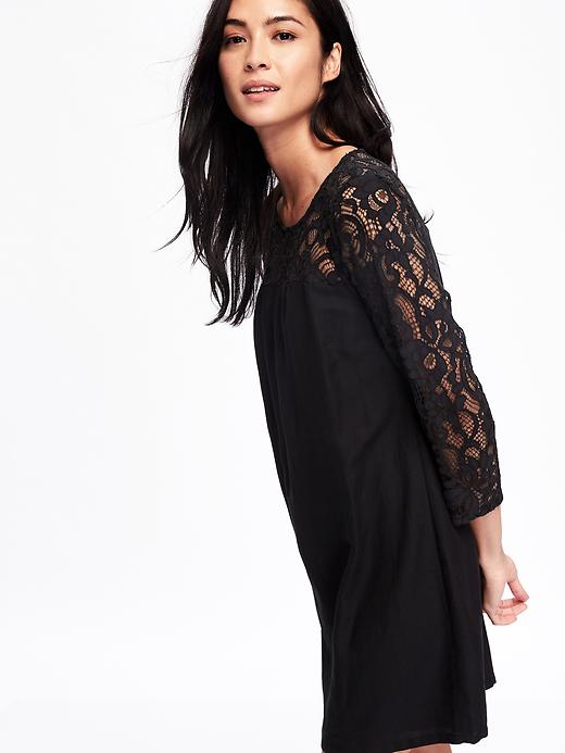 Image number 3 showing, Lace-Trim Shift Dress for Women