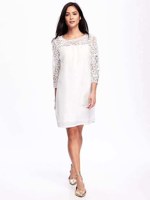 View large product image 1 of 2. Lace-Trim Shift Dress for Women