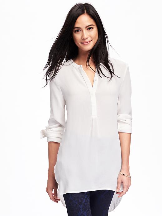 Image number 1 showing, Relaxed Crepe Popover Tunic for Women
