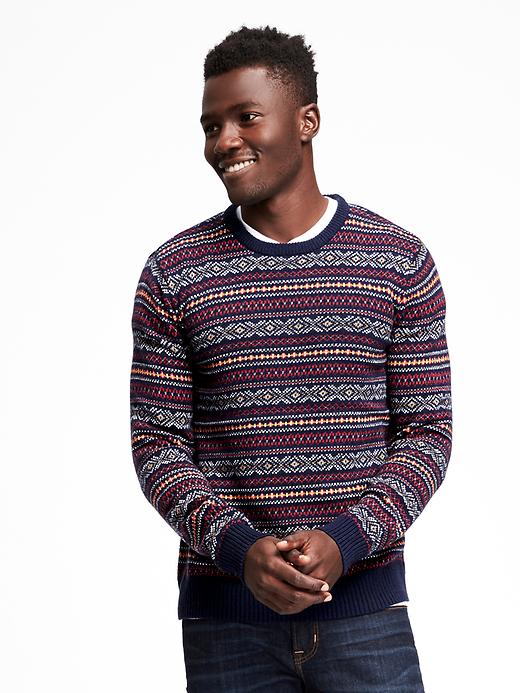 Image number 1 showing, Fair Isle Crew-Neck Sweater for Men
