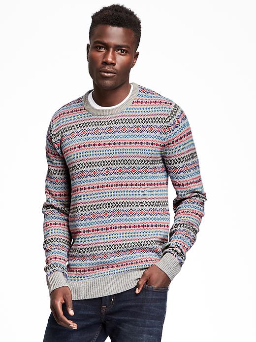 View large product image 1 of 1. Fair Isle Crew-Neck Sweater for Men