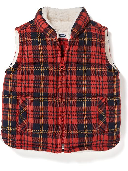 View large product image 1 of 1. Sherpa-Lined Plaid Frost Free Vest for Baby