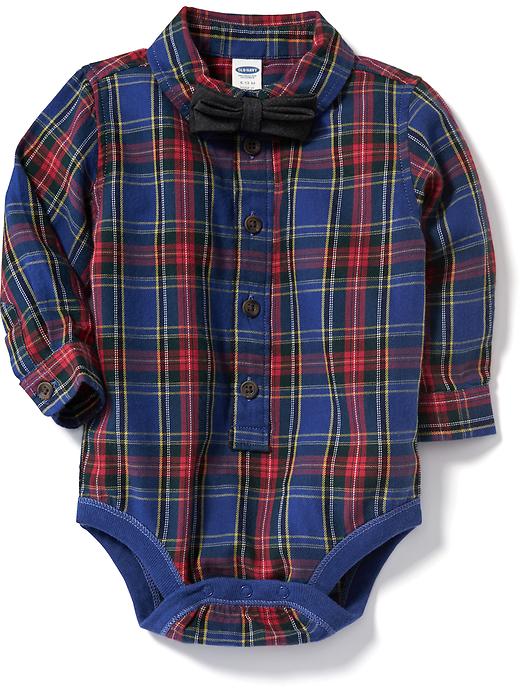 View large product image 1 of 2. Plaid Bow-Tie Bodysuit for Baby