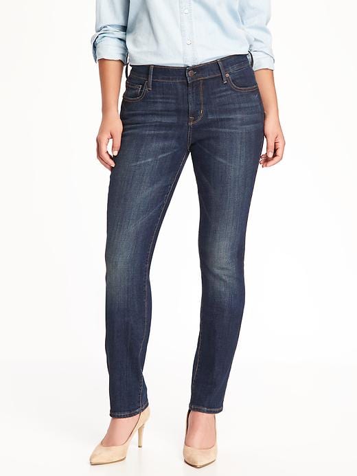 View large product image 1 of 2. Mid-Rise Curvy Straight Jeans for Women
