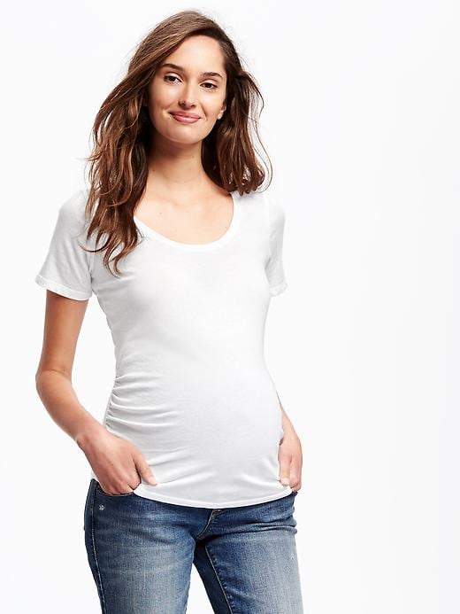 View large product image 1 of 1. Maternity Scoop Neck Shirred Tee