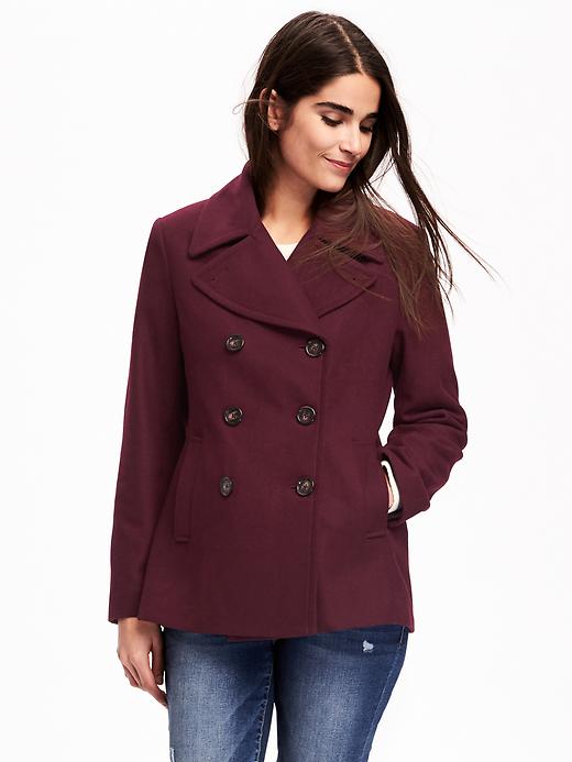 View large product image 1 of 1. Wool-Blend Peacoat for Women