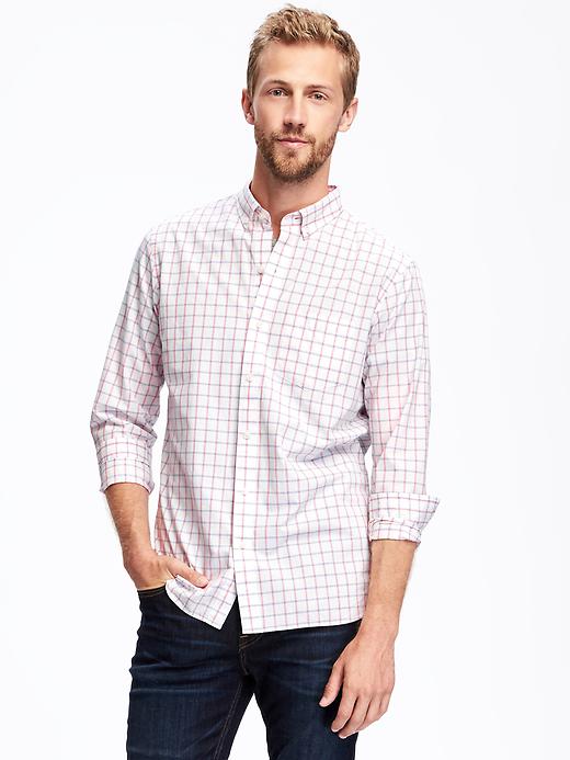 View large product image 1 of 1. Slim-Fit Classic Plaid Shirt for Men