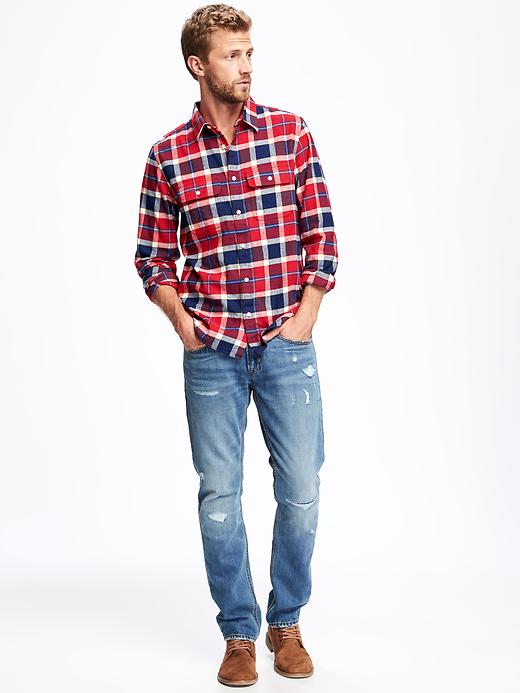 Image number 3 showing, Regular-Fit Plaid Flannel Pocket Shirt for Men