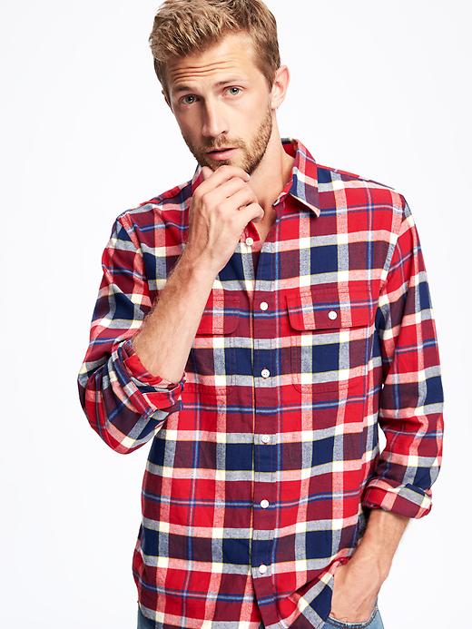 Image number 4 showing, Regular-Fit Plaid Flannel Pocket Shirt for Men