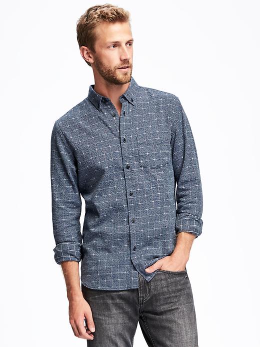 Image number 1 showing, Slim-Fit Patterned Twill Shirt for Men