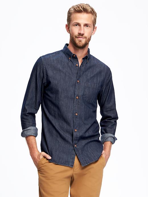 Image number 1 showing, Slim-Fit Classic Chambray Shirt For Men
