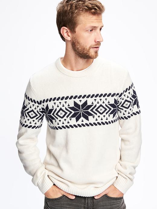 Image number 4 showing, Snowflake Fair Isle Wool-Blend Sweater for Men