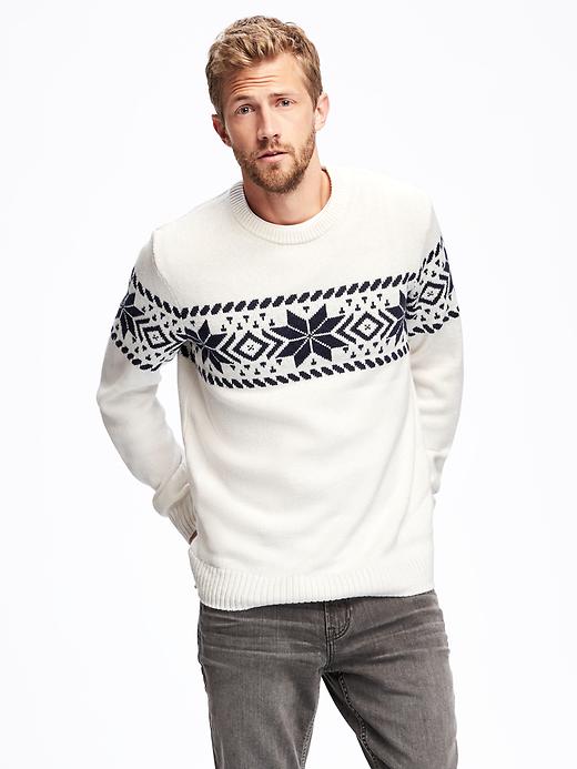 Image number 1 showing, Snowflake Fair Isle Wool-Blend Sweater for Men