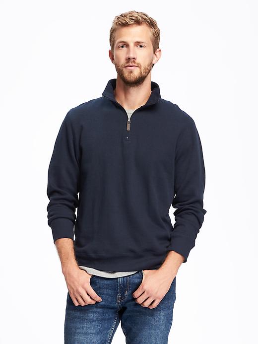 View large product image 1 of 1. French-Rib Mock-Neck 1/4-Zip Pullover for Men