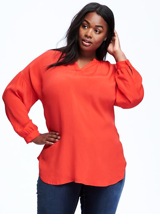 View large product image 1 of 1. Crepe Plus-Size Cocoon Tunic