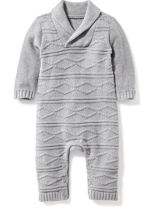 View large product image 1 of 1. Shawl-Collar Cable-Knit One-Piece for Baby