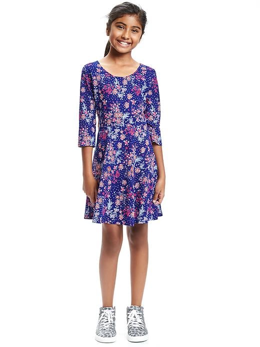 View large product image 1 of 2. Printed Fit & Flare Dress for Girls