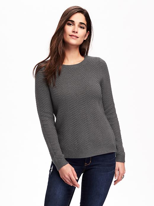 View large product image 1 of 1. Relaxed Textured Crew-Neck Sweater for Women