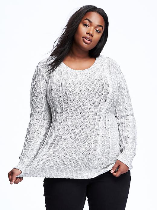 View large product image 1 of 1. Classic Plus-Size Cable-Knit Sweater