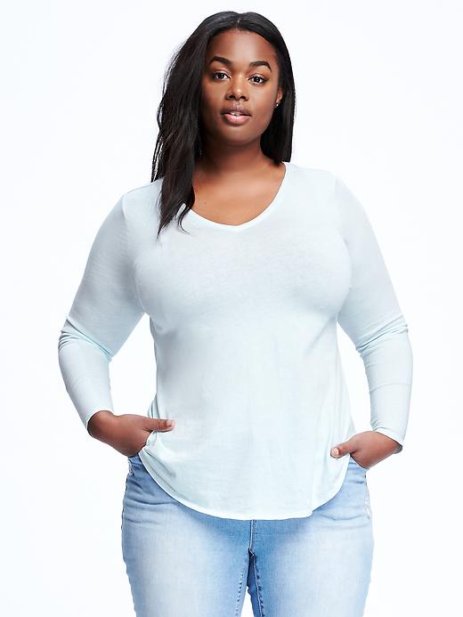 View large product image 1 of 1. Relaxed Plus-Size V-Neck Tee
